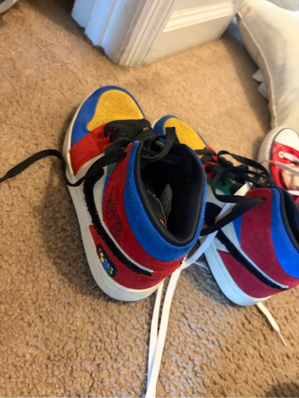 Kids Multicolor High-Top Sneakers - Blue, Red & Yellow